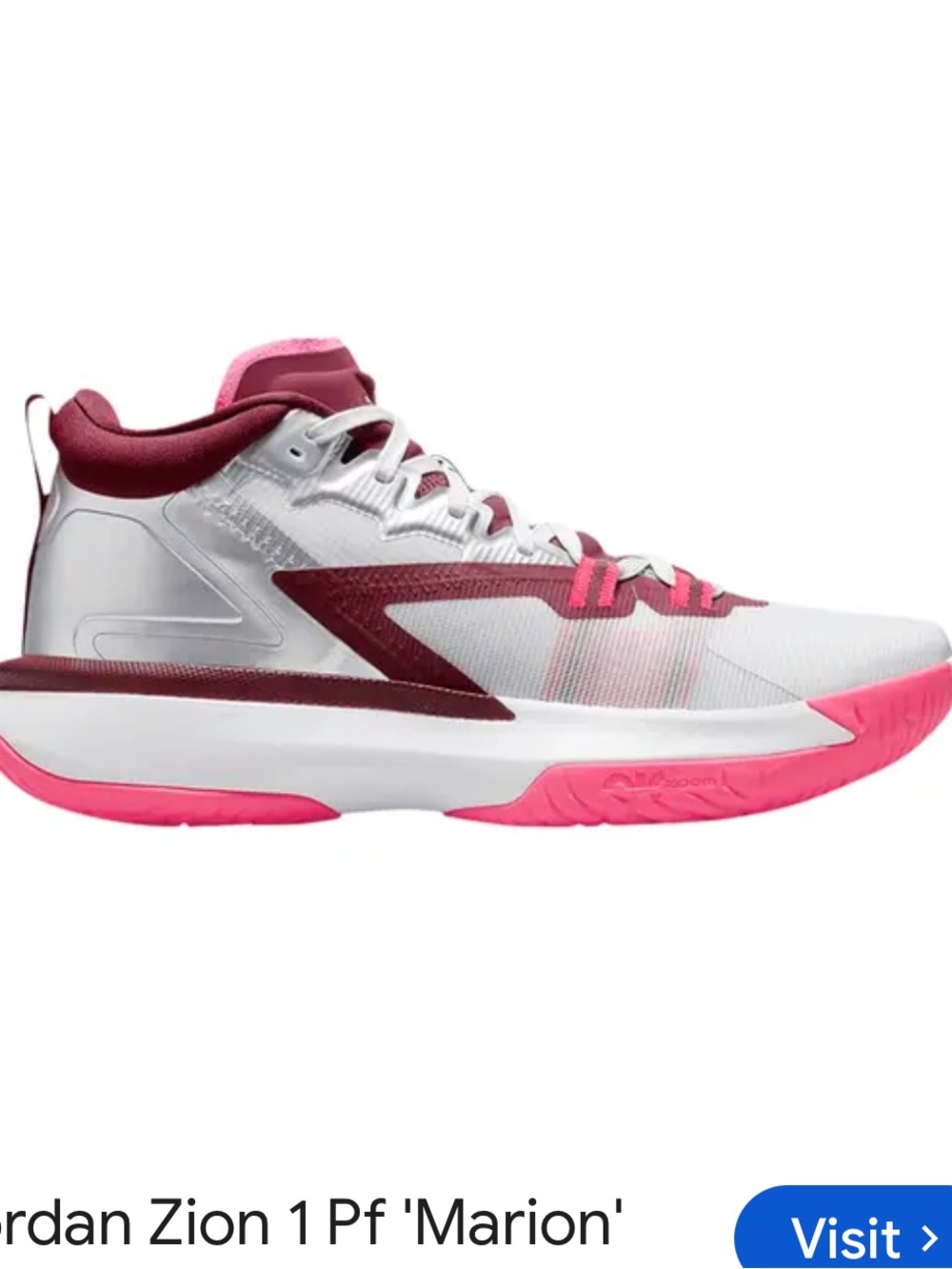 Jordan Women's Zion 1 'Marion' White with Pink and Burgundy Accents